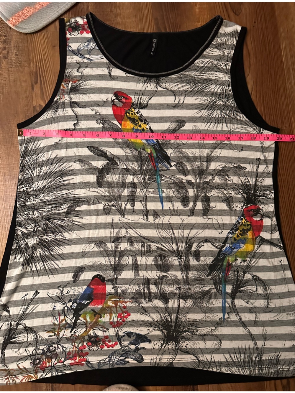 VS Collection Striped Tank Top with Colorful Parrot Print - Picture 8 of 8